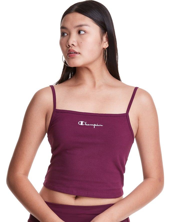 Champion Womens T-Shirt NZ - Cropped Cami Dark Purple ( 6153-PIGCD )